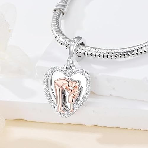 ROMANTICWORK Vater-Tochter-Charm aus Sterlingsilber Kuss anhänger für Armbänder, Schmuck, Geburtstags- und Valentinstags geschenke für die Geliebte