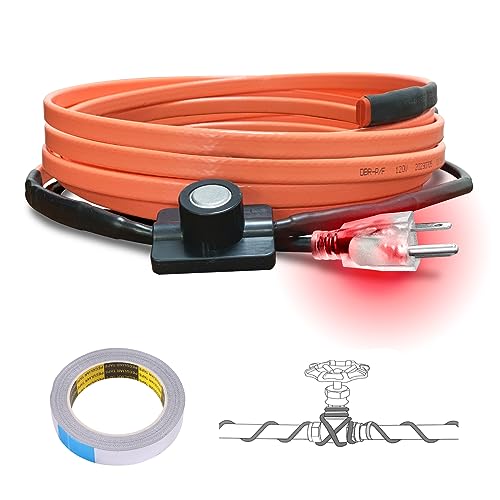 Cupohus Heat Tape for Water Pipes with Thermostat 6FT, Freeze Protection Self-Regulating Heat Trace Cable for Metal, Plastic Home Pipes, Roof and RV, 110-120V by Cupohus - Used condition - US$23.99