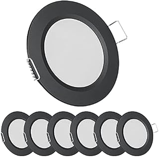 Acegoo 12V LED Reflektory sufitowe do zabudowy punktowe, downnlight, punktowe sufitowe, wpuszczana lampa sufitowa 2.5 W , dla Camper Van Cabin Truck Motorhome Żaglówka Pod Szafką Kuchnia Łazienka Czarny 3000K, 6 sztuk