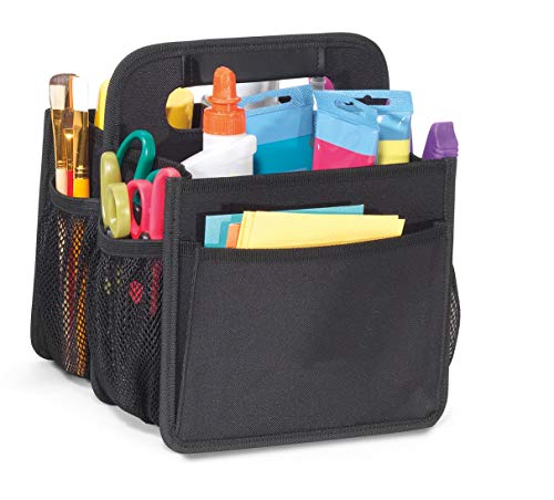 Portable Collapsible All-Purpose Carry Caddy Storage Tote Organizer for Tools, School Supplies| Cleaning Accessories| Picnic Caddy (Black)