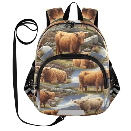 Sacs à dos pour tout-petits ODAWA avec laisse Highland Vaches petits enfants