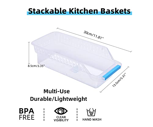 HapiLeap Fridge Organisers Refrigerator Durable Storage Organizer Fruit Handled Kitchen Collecting Box Basket Rack Stand Basket Container (8Pcs)