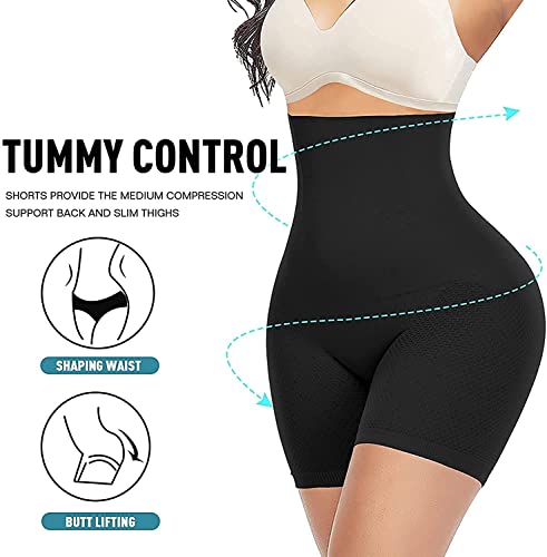 Image of KROYWEN Fashion Women's High Waisted Seamless Firm Triple Control Butt Lifter Bodysuit Body Shaper Shorts Plus Size Thigh Slimmer Tummy Control Shapewear Comfortable for Women Under Dress Black