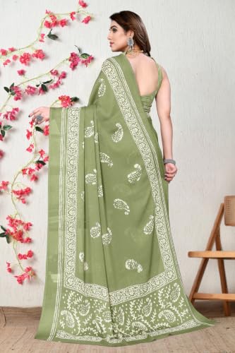 Image of MIRCHI FASHION Women Sari Georgette Plain | Breathable Lightweight Solid Color Saree for Office and Regular Wear with Blouse Piece