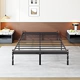 COMASACH Heavy Duty Full Size Bed Frame with Storage & Mattress Stopper, Platform Metal Bed Frame - No Box Spring Needed, Easy Assembly, Noise Free & Anti-Slip, Black
