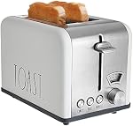 Rae Dunn Grille-pain, acier inoxydable 2 Grille-pain carré, large fente avec 5 Niveaux de brunissement, avec des options Bagel, Defrost et Annuler (Cream)