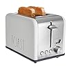 Rae Dunn Toaster Stainless Steel 2 Slice Square Toaster Wide Slot with 5 Browning Levels with Bagel Defrost and Cancel Options Cream