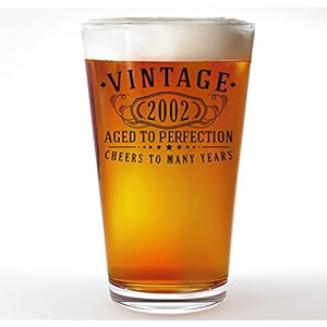 Vintage 2002 Printed 16oz Pint Beer Glass – 22nd Birthday Gifts for Men – Cheers to 22 years old – 22ndbirthday decorations for him – Best Engraved Beer Gift ideas for Men – Dad Grandpa 2.0