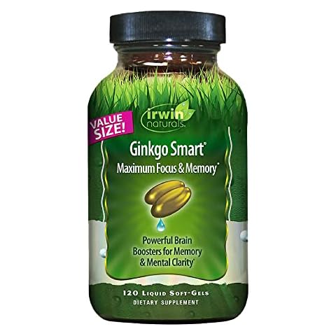 Irwin Naturals Ginkgo Smart Brain Booster - Supports Memory, Focus & Mental Clarity Cover