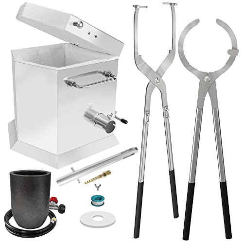 Makgrand 7Kg/15Lbs Pentagonal Propane Furnace Kit With Two Tongs And Crucible, All New Kiln Smelting Gold Silver Copper Aluminum Metal Recycle Create Unique Gifts Home Melting Furnace #TOP29