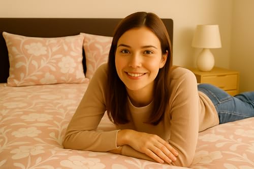 Image of Elastic Fitted Bedsheets with 2 King Size Pillow Covers | Double Bed with All Around Elastic, Size 72 x 78 x 8 Inches (Pink Floral)