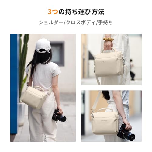K&F Concept カメラバッグ ショルダーバッグ カメラショルダーバッグ おしゃれ 一眼レフカメラバッグ 5L 仕切り付き 撥水加工 軽量 手提げ/ショルダー カメラケース カメラアクセサリー/小物入れ収納用バッグ 旅行/出張/アウトドア撮影用バッグ 保護 コンパクト
