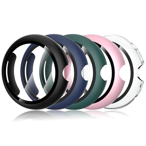 Simpeak 5-Stück Schutzhülle Kompatibel für Google Pixel Watch 3 41mm, Bildschirmschutz PC Harte Hülle, Schutz Zubehör, Kratzfest Gehäuse, Klar, Schwarz, Blau, Grün, Roségold