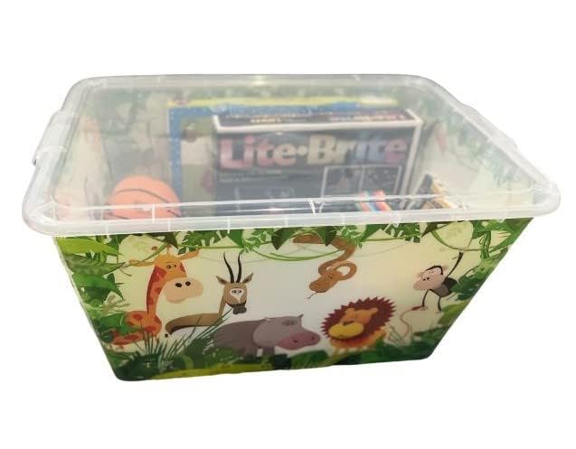 Image of SIMPLYKLEEN Storage Totes with Lids - Made in USA 14.5-Gallon (58-Quart) 4-Pack Storage Bins with Lids Plastic Storage Containers Large Storage Boxes for Organizer Jungle Animal /Clear