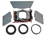 ABS Matte Box per sistema da 15 mm. Ripiano in metallo regolabile/rimovibile e bandiere laterali; altezza regolabile: +/-20 mm; Massima Diametro lente: 110 mm; dimensioni: 250 mm x 180 mm x 70 mm