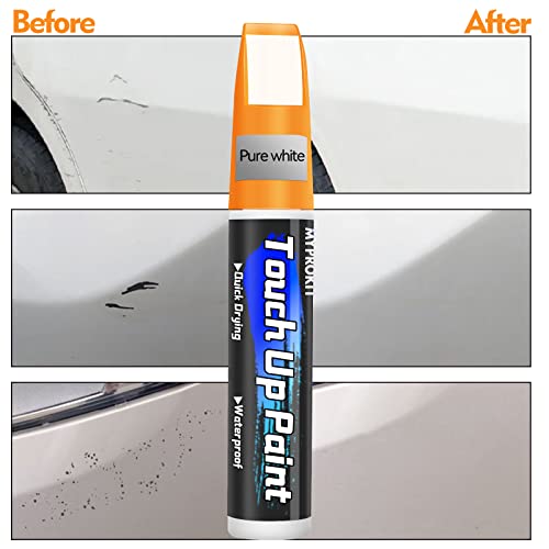 Myprokit Touch Up Paint For Cars, White Car Scratch Remover Car Paint, 2 In 1 Touch Up Paint Pen For Various Cars, Quick Drying & Waterproof Automotive Paint For Car Scratch Chip Repair 0.4 Fl Oz #TOP4