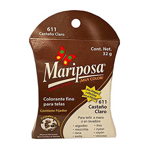 La Mejor Lista de Tinte Mariposa disponible en línea para comprar. 34 Colorante Mariposa Cristales 32 grs 611 Castaño Claro