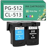 HXOULP Compatible Ink Cartridges for Canon PG-512 CL-513 for IP2700 MP240 MP250 MP270 MP280 MP480 MP490 MP495 MX320 MX340 MX350 MX360 MX410 MX420 Printer 1 Black 1 Color