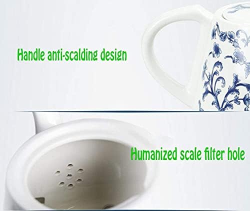 Fisecnoo Kettle Teapot Electric Ceramic Cordless White Kettle Teapot - Retro 1.2 L Jug, 1350w Boils Water Fast For Tea, Coffee, Soup, Oatmeal - Removable Base (Color : Yellow, Size : 1.2L)