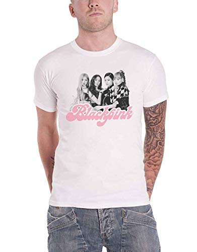 T-shirt BLACKPINK blanc officiel avec photo et logo du groupe de K-pop unisexe