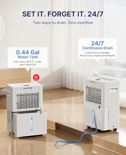 Image of VEAGASO 2500 Sq.Ft. Dehumidifier for Basement with Drain Hose, 32 Pints Dehumidifiers for Home, Bedroom, Garage, 38dB Sleep Mode, Auto-Defrost, 3 Modes, 24H Timer