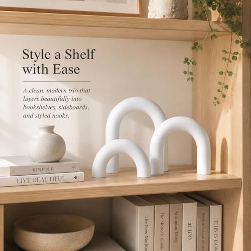 Set 3 Arcos de Madera Blanca Decorativos para Mesa miniatura 4