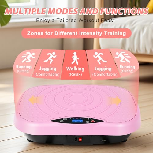Image of Vibration Plate Exercise Machine for Lymphatic Drainage, 10 Preset Modes & 200-Level Vibrating Platform for Whole Body Fitness, Bluetooth Audio, Home Gym Shake Plate with Resistance Bands