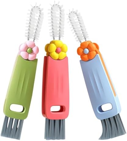 Brosse Nettoyage 3-en-1 – Nettoyeur Fentes, Goulot Et Couvercles, Silicone Alimentaire Bleu