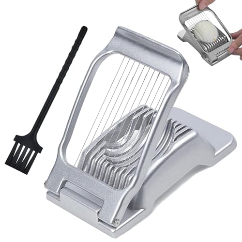 Egg Slicer for Hard Boiled Eggs, Easy Cutting Grid with Stable Base & Brush, Divider Tool Perfect for Salads & Sandwiches