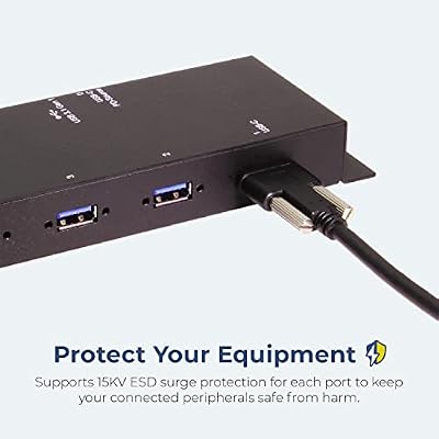Coolgear Industrial 4 Port USB 3.2 Gen 1 Type-C Power Delivery Hub w/Surge Protection, Variable Voltage Input & Surface Mountable