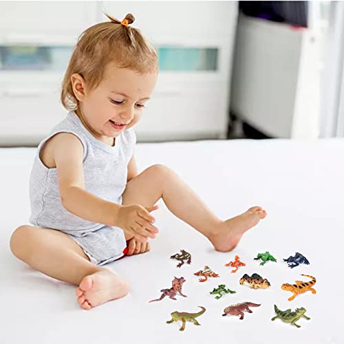 12PCS Reptile Lizard Animals Figures Mini Plastic Cold Blooded Amphibian Frog Toys Figurines Realistic Jungle Animals Chameleon Rainforest Character Toys for Prank Props School Project Easter Eggs - Thumbnail 7