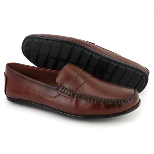 Sapato Mocassim Masculino, de couro, Palmilha espumada 602 (41, Conhaque)