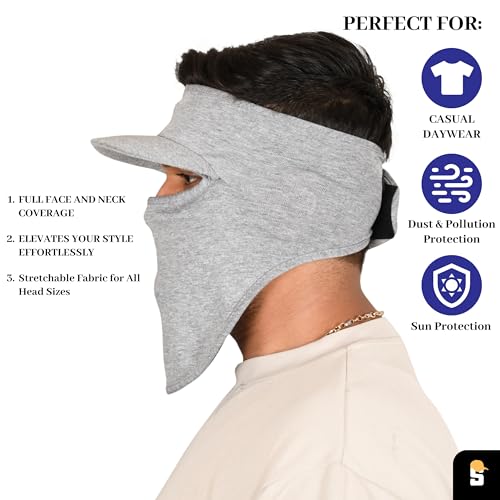Image of R2 Cotton Visor Face Mask | Unisex Balaclava | Full Face Ninja Mask | Unisex Bike Riding & Cycling, Anti Pollution Dust & Sun Protection Full Face Cover Reusable Visor Mask