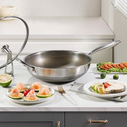 Wok de acero inoxidable 32-34 cm Antiadherente miniatura 5