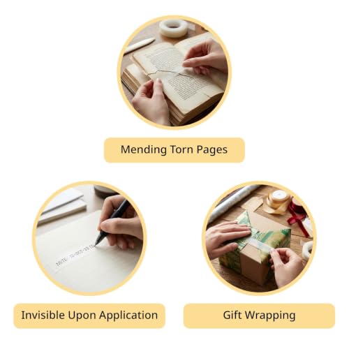 Image of Invisible Tape | 33meter Length X 18mm Width | Invisible, Writable & Hand Tearable | Perfect for School, Projects, Home, DIY & Office Use (Set of 3)