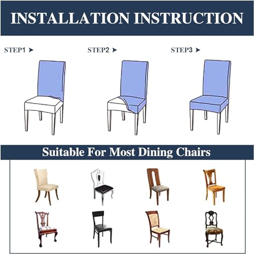 Image of P-PLUS INTERNATIONAL Dining Room Chair Covers - Elastic Parson Chair Covers - Printed Kitchen Chair Protector - Waterproof Chair Slipcovers (Set of 4)