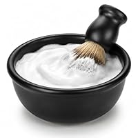 ANYMALE® Premium Rasierschale aus 100% Keramik (MADE IN GERMANY) - Rasierschüssel für Rasierseife & Schaum aufschlagen - Shaving Bowl (Barber Zubehör) - Rasur-Schale & Rasier-Pinselhalter (schwarz)