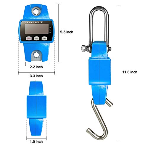 Romech 660Lb Digital Hanging Scale With Cast Aluminum Case, Handheld 300Kg Mini Crane Scale With Hooks For Farm Hunting Fishing Outdoor (Blue) #TOP6
