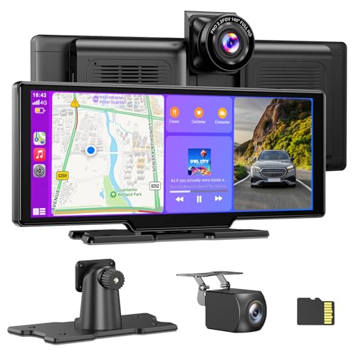 ESSGOO A-pple CarPlay & Android Auto,10.26 Zoll IPS Carplay Display,mit 4K-Dashcam,1080P-Rückfahrkamera,carplay Auto mit Bluetooth 5.0/FM/Siri/G-oogle/Mirror Link/64G TF/AUX
