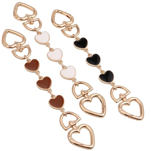 Bag Extender Chain Purse Strap Extenders for Handbags Purse Extender Chain Purse Replacement Strap Chain Charms Purse Making Supplies (3PCS-Black White Coffee Heart)