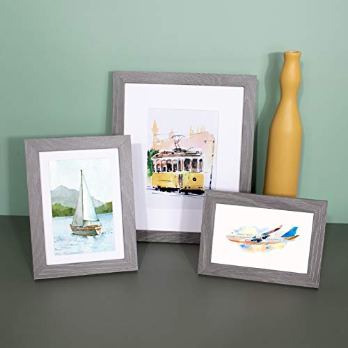 Annecy 8x10 Picture Frame (1 Pack, Gray) - 8x10 Photo Frames with Real Glass for 5x7 with Mat- Wall Mount & Table Top Display