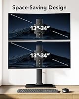HUANUO Dual Monitor Ständer für 2 Monitore übereinander, vertikal höhenverstellbar für 13–34 Zoll Flach- und Curved-Monitore, bis 20 kg pro Monitor, VESA 50×50/75×75/100×100 mm, Schwarz – Ansicht 2