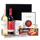 Pack Felicidades - Regalo Gourmet con Chorizo Ibérico de Bellota, Fuet de Vic, Mousse de Foie Gras, Crackers con Parmigiano-Reggiano, Galletas Shortbread, Vino Rioja y Verdejo
