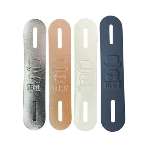 Prendedor de Gravata Invisivel Clássico Elegante Tie Clip de Couro Sintético (Kit 4 Cores)