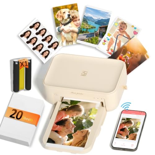 HPRT CP4100 4x6 Photo Printer, Full-Color Thermal Dye Sublimation Wi-Fi Printing with 20 Sheets & 1 Ribbon, Portable Instant Picture Printer for iPhone/Android, Home Use, Gift, AR Video, Fun App