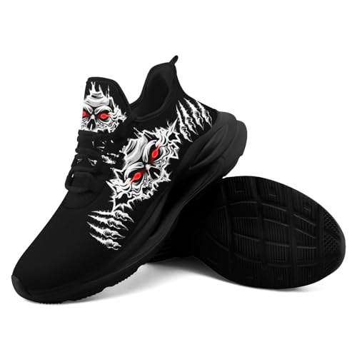 Men's Skull Running Shoes Lightweight Breathable Cushion Sports Walking Sneaker Black Cool Workout Gym Training Tennis Shoes4