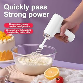Miscelatore Manuale con 2 Fruste Rimovibili, LULUWA Frusta Elettrica Portatile con 3 Modalità di Velocità Frusta (Bianco)