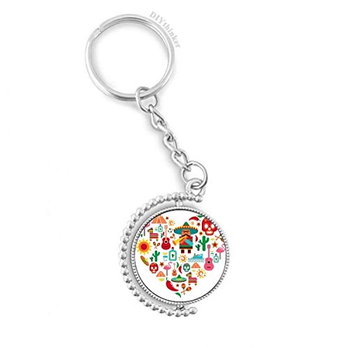 Llavero giratorio contra enredos con diseño de calavera y sombrero mexicano