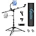 GUITTO Microphone Floor Stand with Phone/Tablet Holder, Adjustable Boom Mic Stand with Heavy-Duty Base, Dual Device Mount for Streaming, Podcasting, Recording, and Live Performances GMS-04