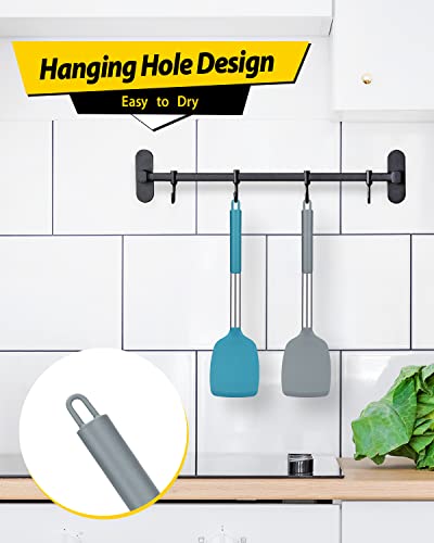 Pack Of 2 Silicone Spatula, Non Stick Solid Kitchen Turner, High Heat Resistant Bpa Free Cookware For Fish, Eggs,Meat,Pancakes (Gray-Blue) #TOP5